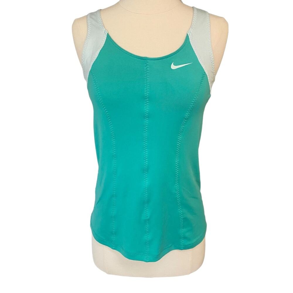 Nike Top | Swoosh Green White Colorblock Perforated Tank Women Size Medium